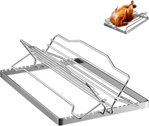 Adjustable Turkey Roasting Rack, Poultry Rack for Ovens, Smokers, Grills, Chicken Roasting Rack, V Rack for Turkey Roast Rack, Chrome Plated Meat Rack