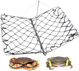 AirFly Foldable Crabjaw Trap with Bait Clip - Redesigned Rectangle Castable Crab Hawk Pot/Ring for Dungeness and Blue Crabs in FL, OR, WA, TX, and CA, Designed in San Francisco, USA