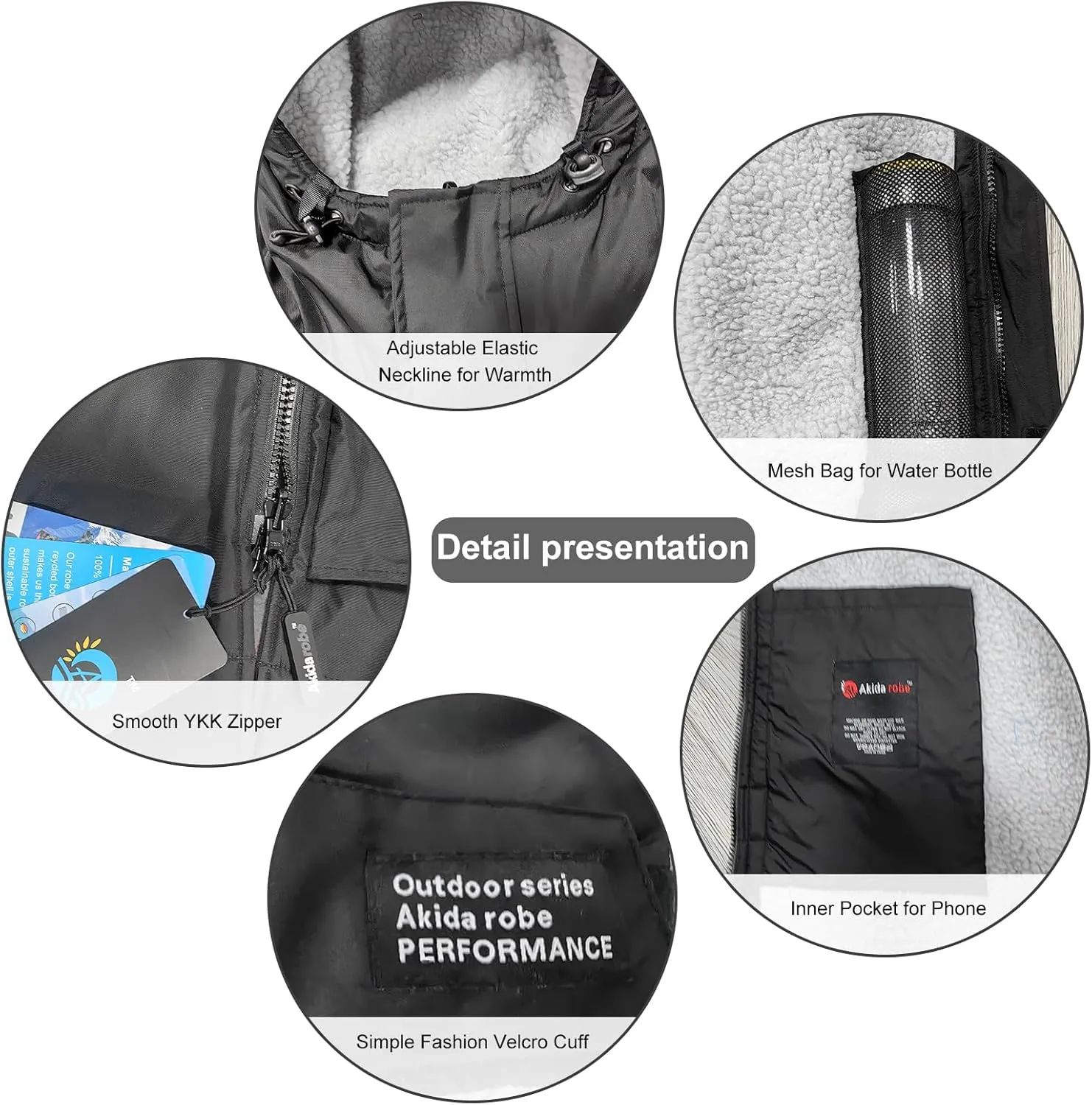 Akida Oversized Changing Robe/Swim Parka,Waterproof Surf Poncho Warm Coat Jacket,Quick Dry Wetsuit Changing Towel.
