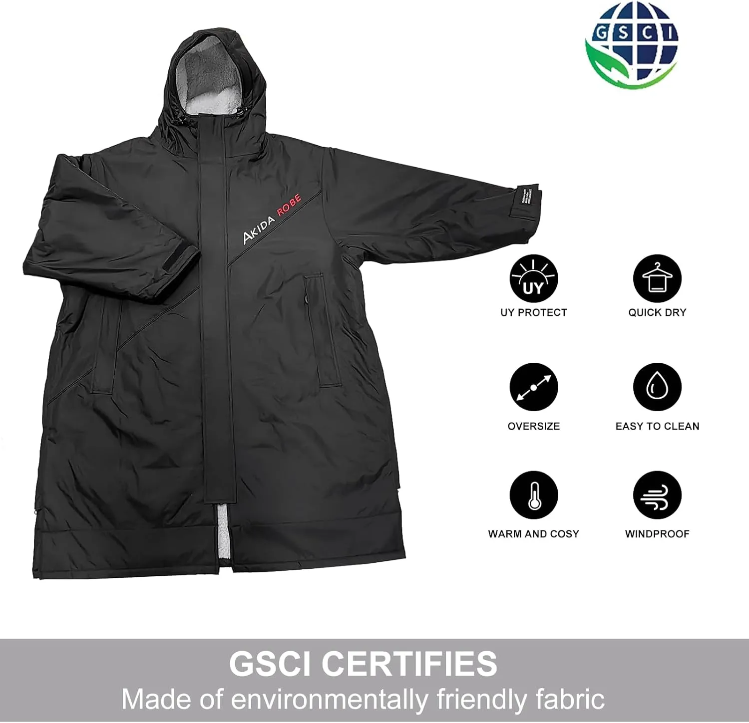 Akida Oversized Changing Robe/Swim Parka,Waterproof Surf Poncho Warm Coat Jacket,Quick Dry Wetsuit Changing Towel.