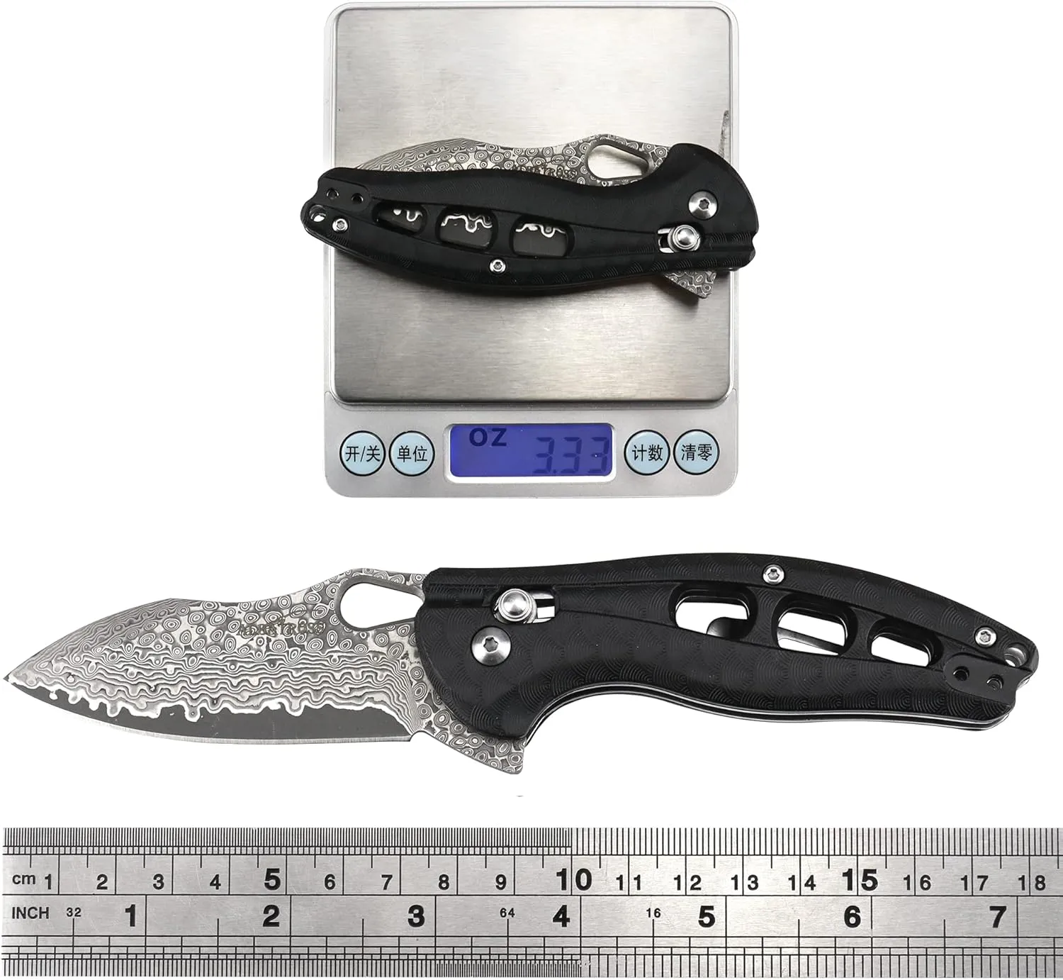 ALBATROSS Cool Flipper Axis Lock Opening Folding Pocket Knife with 3" Modern Damascus Steel Blade and 4.25" High Strength FRN Handle, Deep Carry Pocket Clip - Gifts Box FK036DA-BK
