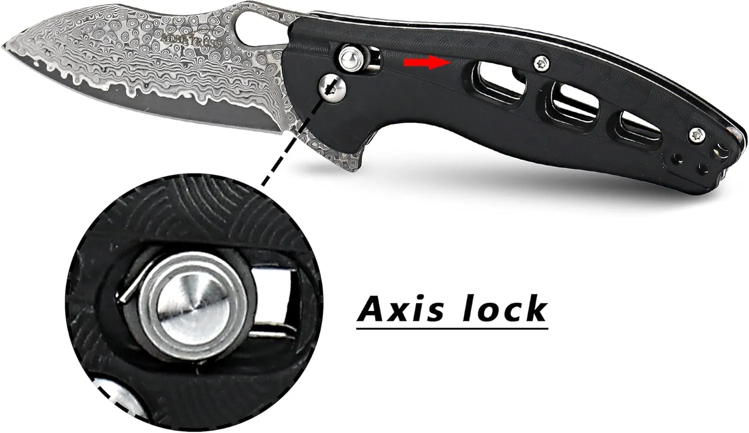 ALBATROSS Cool Flipper Axis Lock Opening Folding Pocket Knife with 3" Modern Damascus Steel Blade and 4.25" High Strength FRN Handle, Deep Carry Pocket Clip - Gifts Box FK036DA-BK