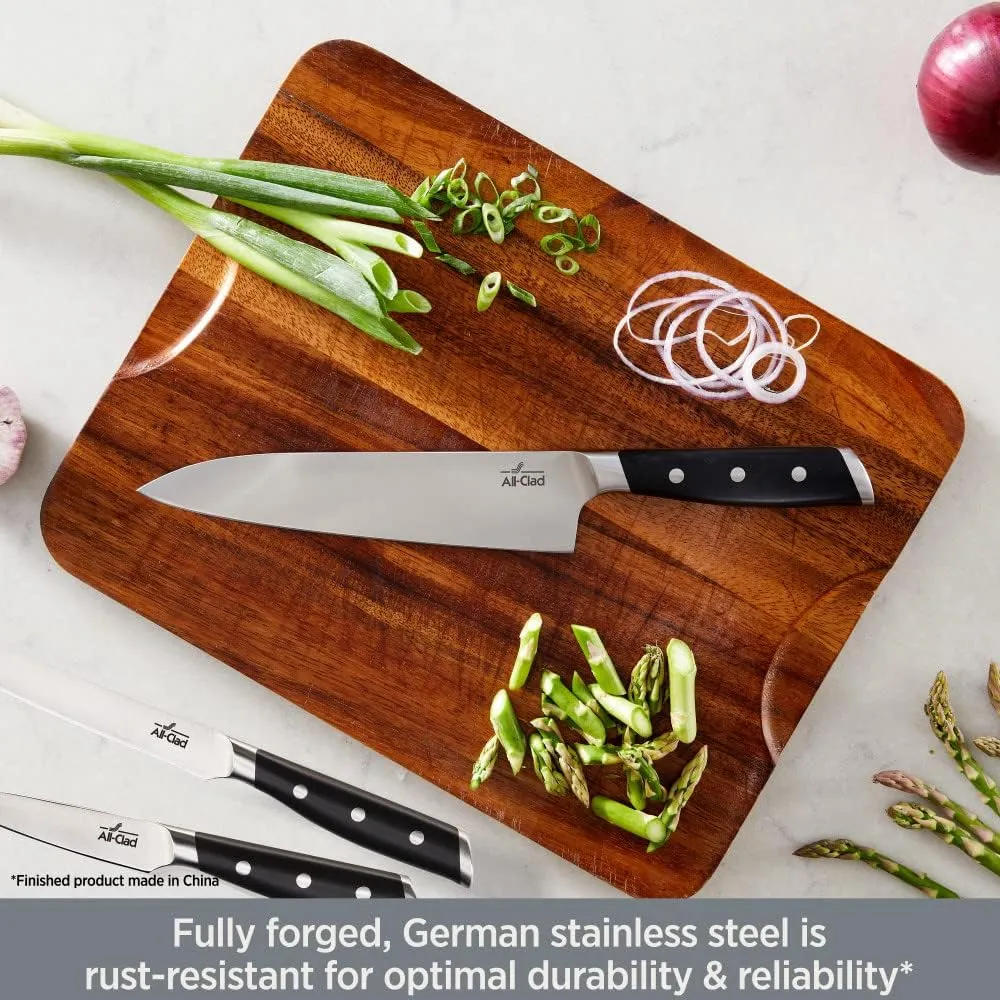 All-Clad Forged German Stainless Steel Chef Knife 8 Inch, Fully Forged, Expert Precision, Home Kitchen Knife, Cook Tool, Cookware Kitchen Tool, Kitchen Utensils, Ultra Sharp Knives