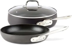 All-Clad HA1 Hard Anodized Nonstick Saute Pan with Lid and Fry Pan Set 4 Quart, 10 Inch Induction Oven Broiler Safe 500F Pots and Pans, Cookware Black