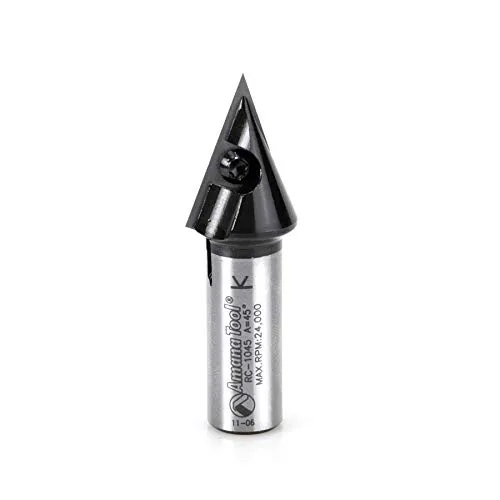 Amana Tool RC-1045 V Groove Router Bit CNC Insert 45 Deg x 7/8 CH x 1/2 Inch Shank, Miter Fold Blade, Signmaking and Lettering