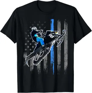 American Flag Snowmobile Men Snowmobile Riding Gift T-Shirt