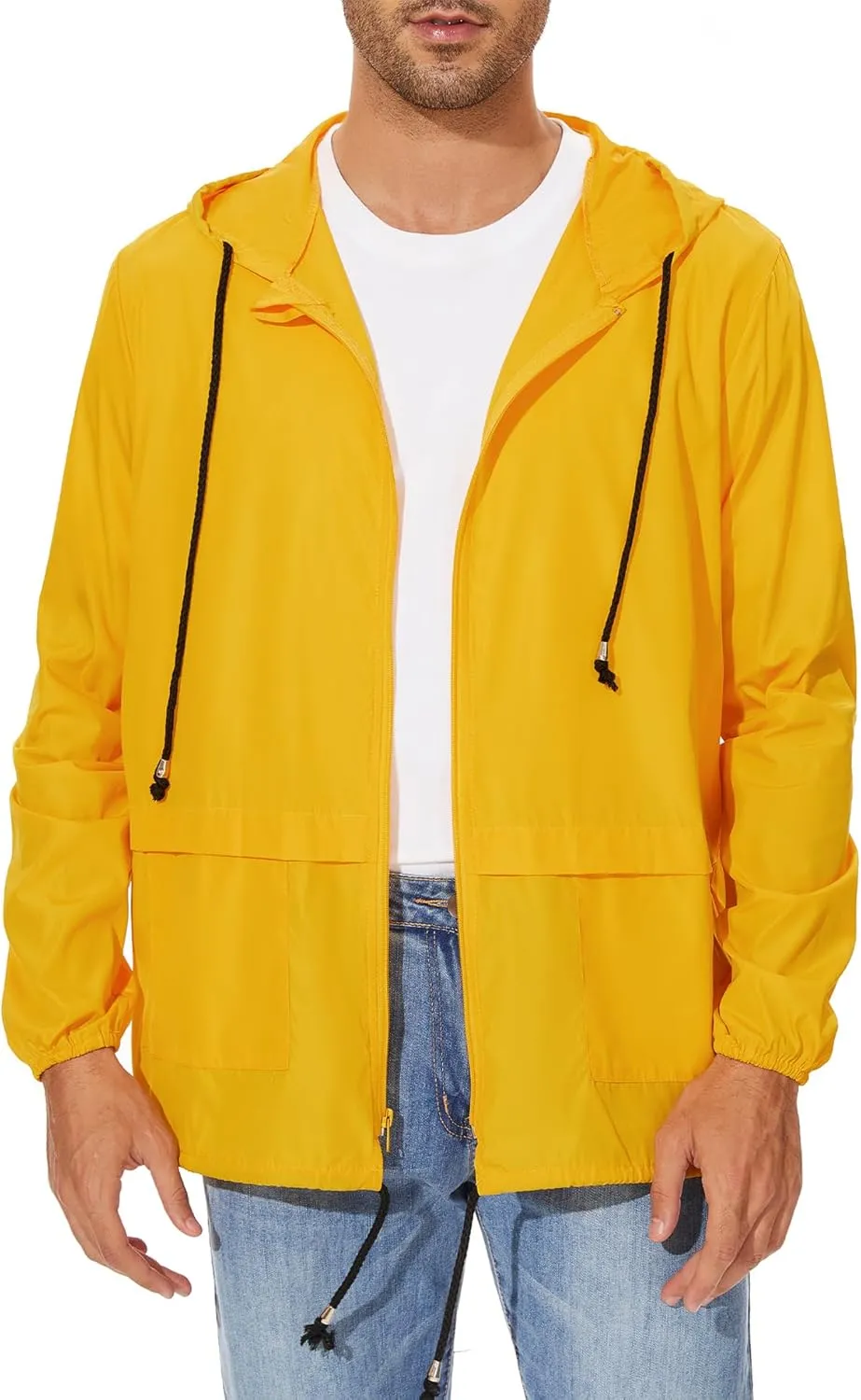 American Trends Packable Mens Rain Jacket Lightweight Waterproof Raincoats with Hood Windbreaker for Travel M-3XL Available