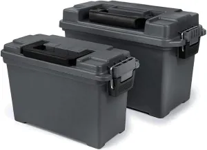 Ammo Storage, Plastic Ammo Storage Box, Lockable Waterproof Ammo Can for Pistol, Rifle, Shotgun(Combo 2 Pack)