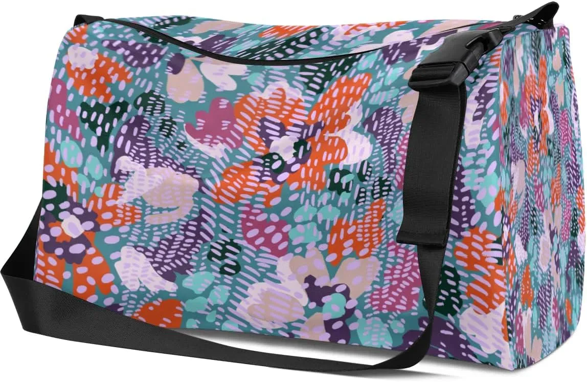 Art Fractal Painting Small Gym Bag for Men Women Workout Sport Duffle Bag Waterproof Weekender Overnight Bag Lightweight Carry on Tote Bag Crossbody Shoulder Travel Bag for Swim Yoge Dance