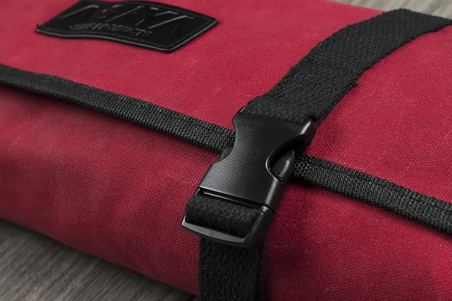 Asaya Canvas Chef Knife Roll Bag - 10 Knife Slots and a Large Zipper Pocket - Durable 10oz Canvas Knife Case with an Adjustable Shoulder Strap - Knives not Included (Red)