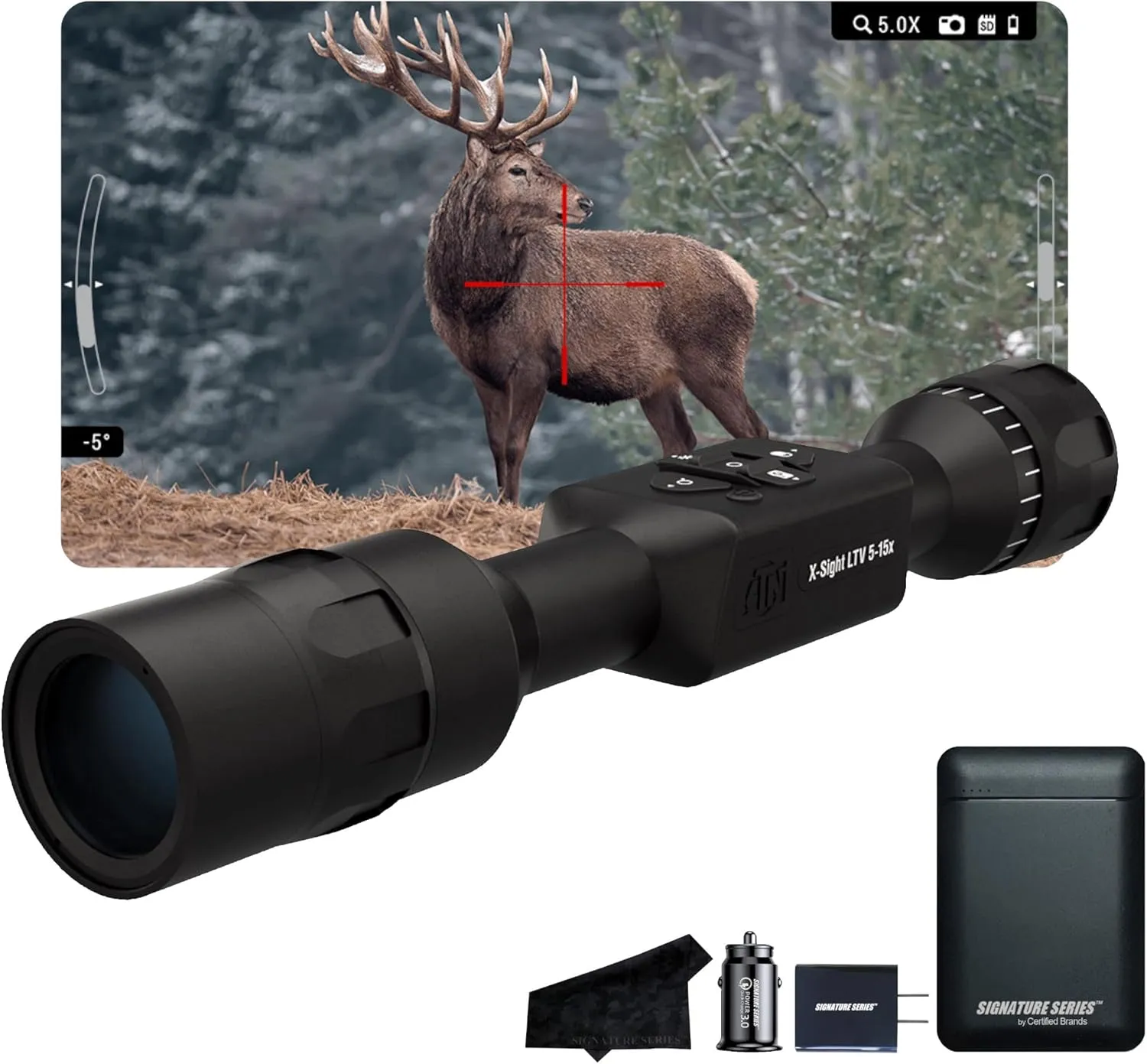 ATN X-Sight LTV Smart HD Day & Night Vision Scope with QHD  2688x1944 Sensor | One Shot Zero, 720p Video Recording, Ultra Lightweight, Low Power Consumption | Exclusive Signature Series Kit