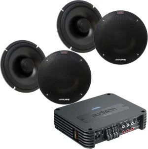 Audison SR 4.300 D-Class 4-Channel Amplifier with 2 Pairs of R-S65.2 R-Series 6 1/2-inch Coaxial 2-Way Speakers