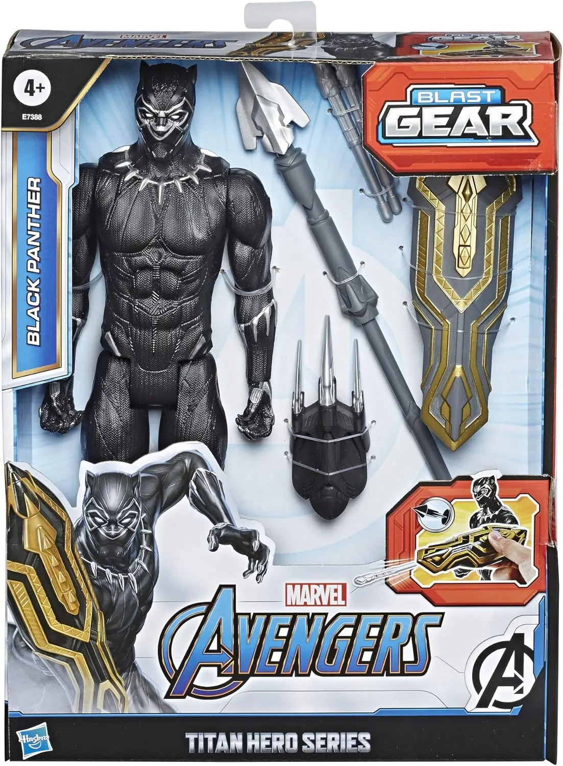 Avengers Titan Hero Series Blast Gear Deluxe Black Panther Action Figure, 12-Inch Toy, Inspired by Marvel Comics, for Kids Ages 4 and Up