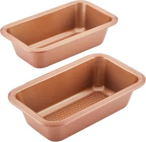 Ayesha Curry Bakeware Nonstick Meatloaf/Loaf Pan Set, Two 9 Inch x 5 Inch, Copper