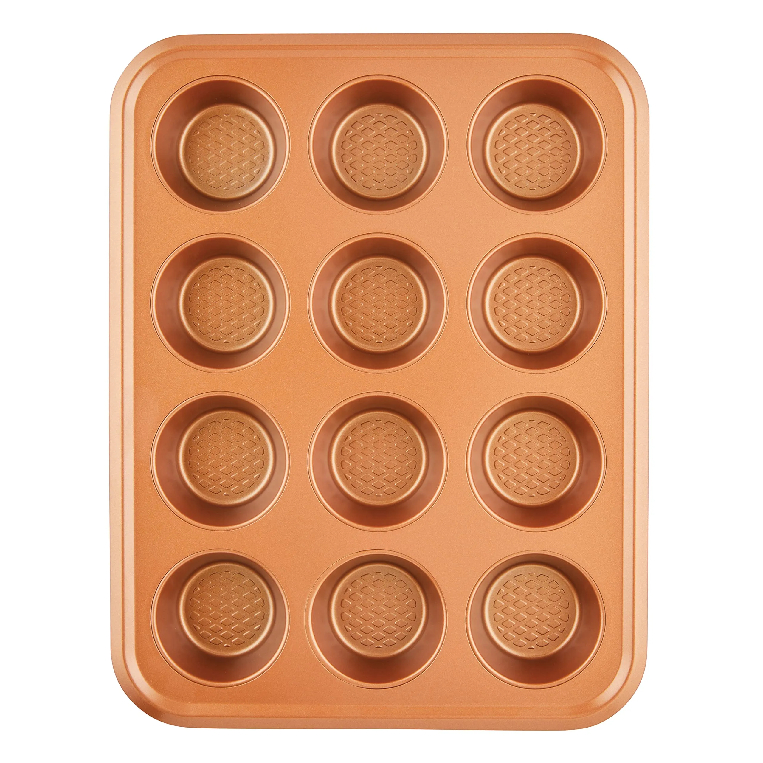 Ayesha Curry Kitchenware Nonstick Bakeware Set Includes Cookie Sheet, Loaf, Muffin Cake Pans, 5-Piece, Copper