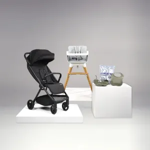 Bababing Auto Fold Stroller   Weaning Bundle - Gloss Black