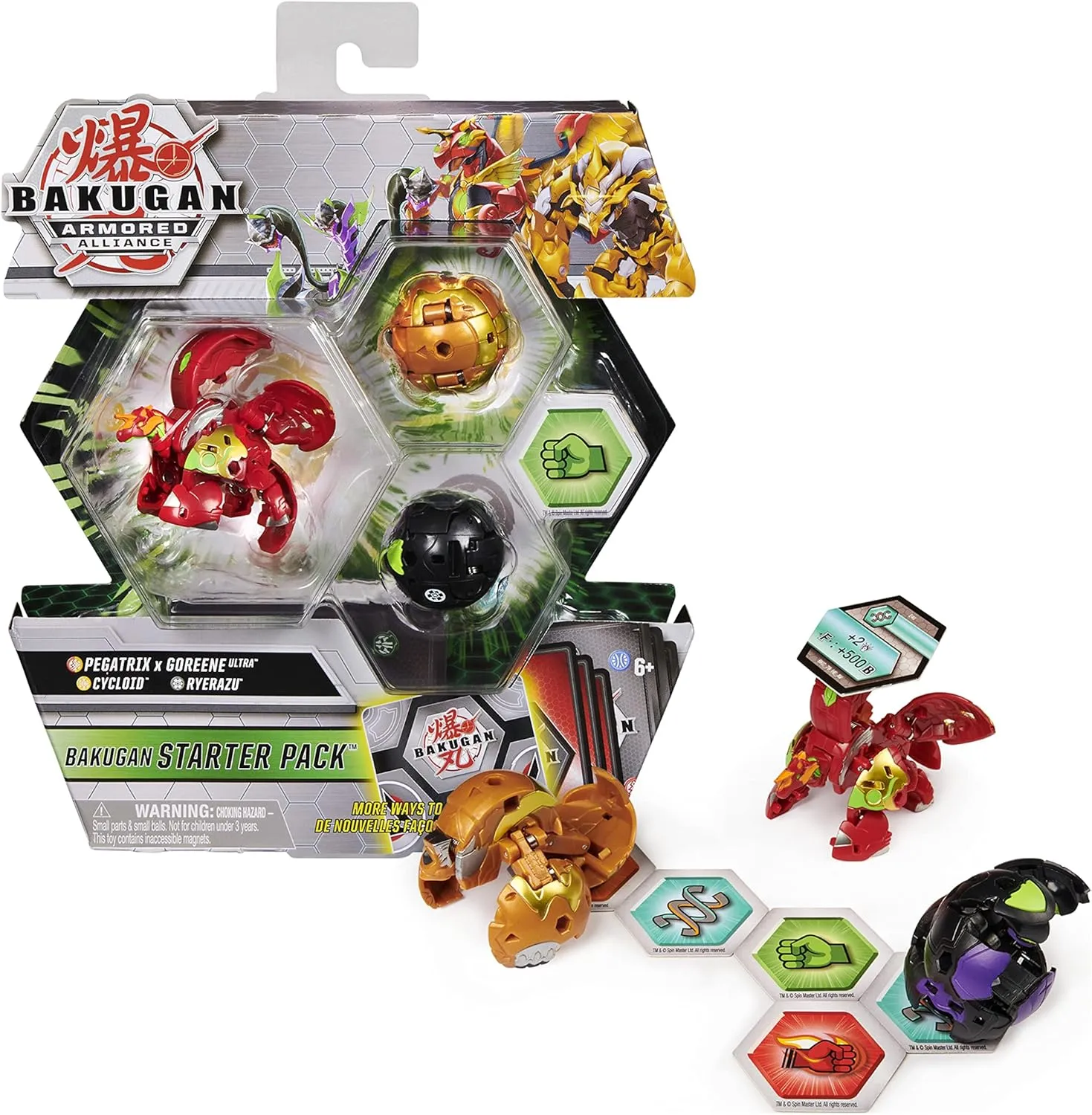 Bakugan Starter Pack 3-Pack, Fused Pegatrix X Goreene Ultra, Armored Alliance Collectible Action Figures