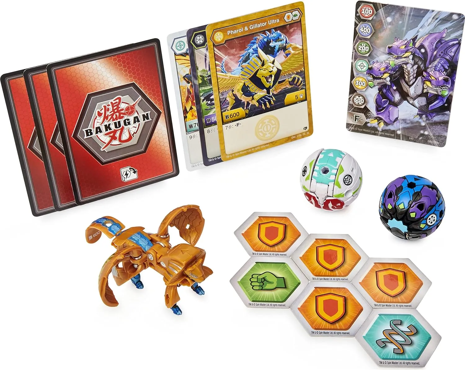 Bakugan Starter Pack 3-Pack, Fused Pharol x Gillator Ultra, Armored Alliance Collectible Action Figures