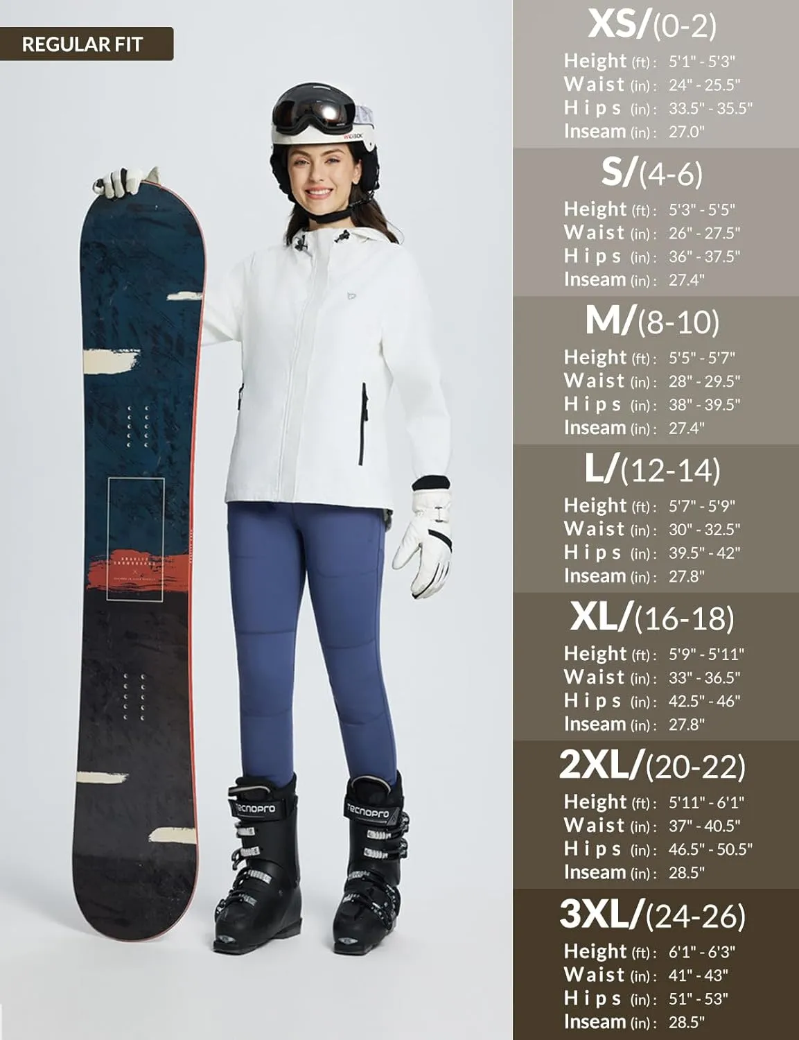baleaf Women's Snow Pants Winter Thick Insulated Waterproof Fleece Lined Leggings Ski Hiking Outdoor Cold Weather Gear
