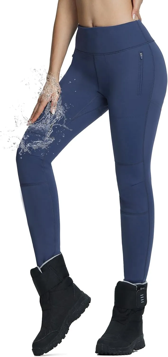 baleaf Women's Snow Pants Winter Thick Insulated Waterproof Fleece Lined Leggings Ski Hiking Outdoor Cold Weather Gear