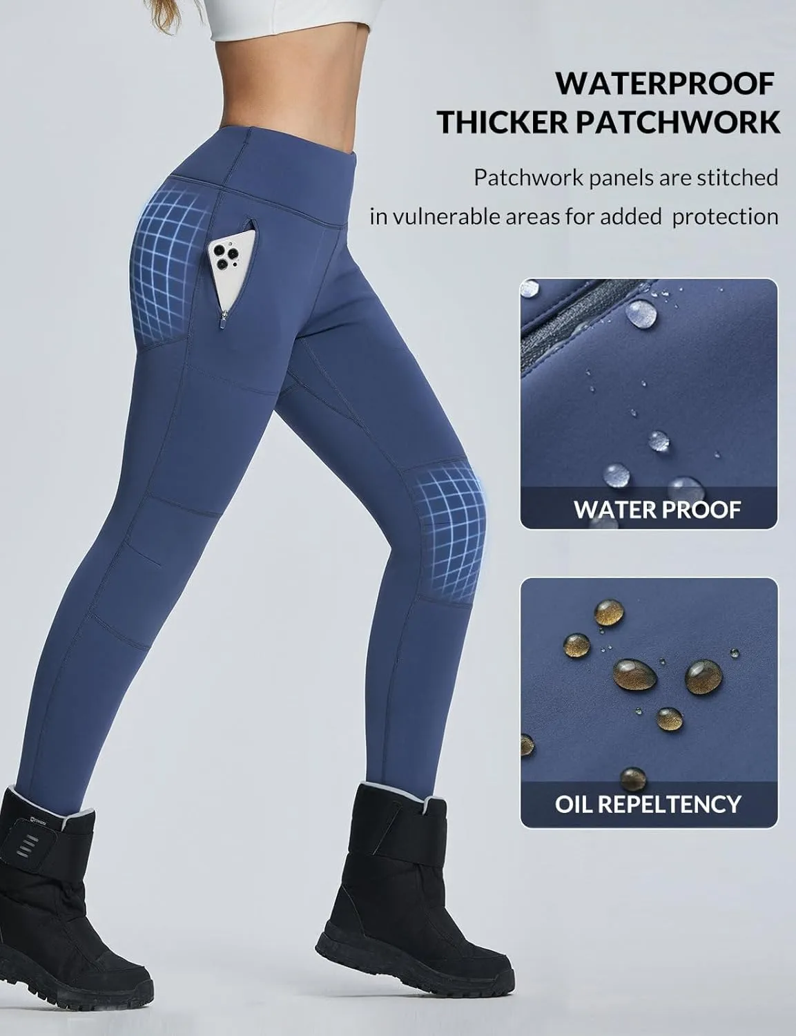 baleaf Women's Snow Pants Winter Thick Insulated Waterproof Fleece Lined Leggings Ski Hiking Outdoor Cold Weather Gear