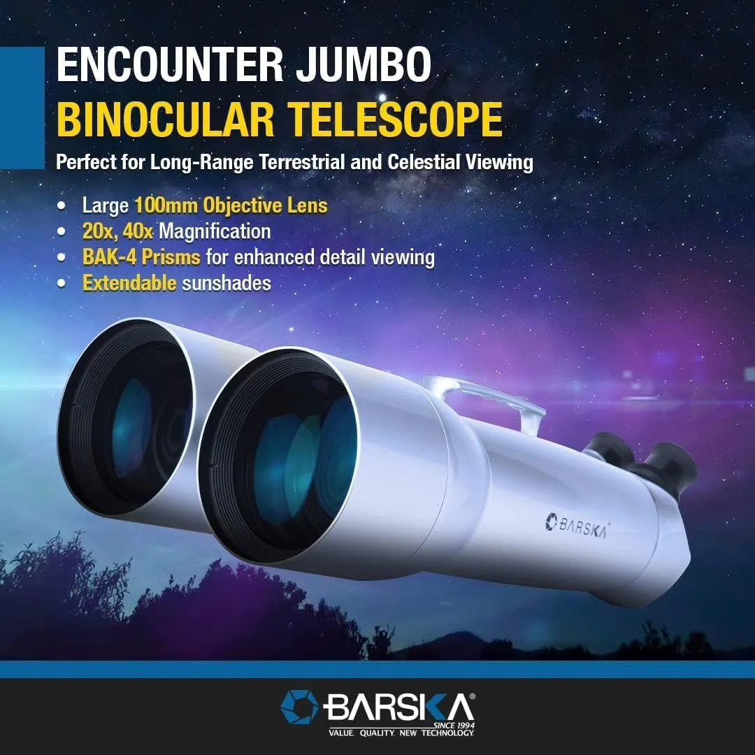 Barska Encounter 20x, 40x100 Waterproof High Power Jumbo Binoculars with Premium Hard Case for Astronomy Stargazing and Long Range Viewing