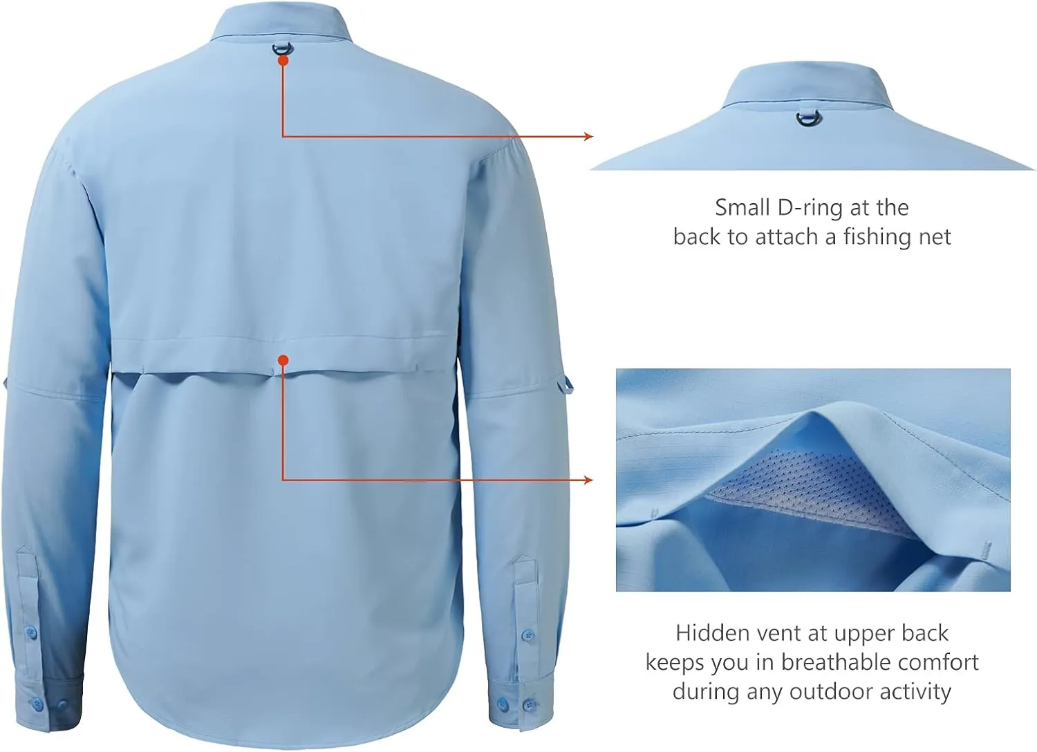 BASSDASH Men's Performance Fishing Hiking Shirt UPF 50 Button Down Long Sleeve Quick Dry FS21M