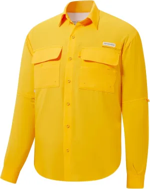 BASSDASH Men's Performance Fishing Hiking Shirt UPF 50 Button Down Long Sleeve Quick Dry FS21M