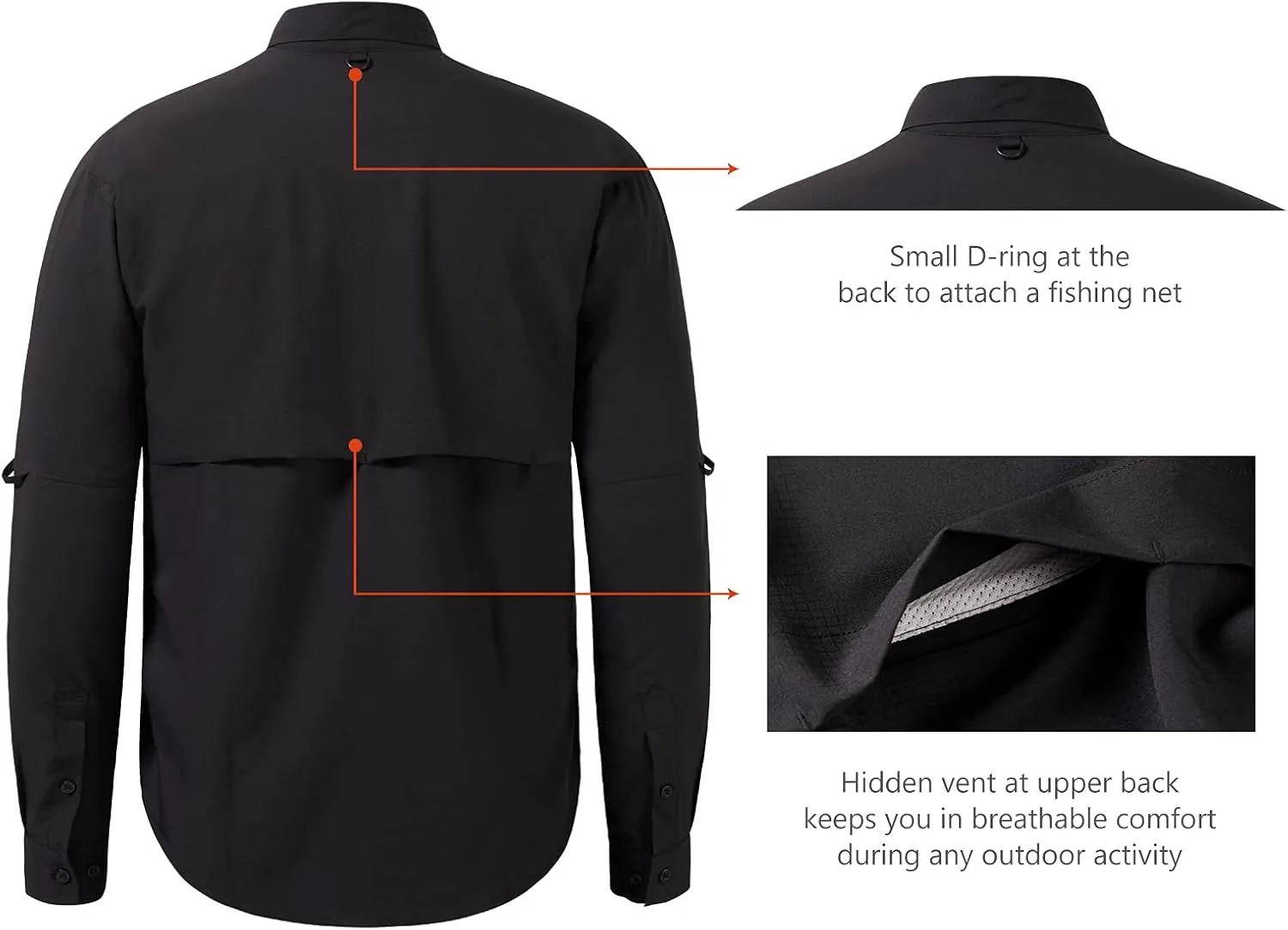 BASSDASH Men's Performance Fishing Hiking Shirt UPF 50 Button Down Long Sleeve Quick Dry FS21M