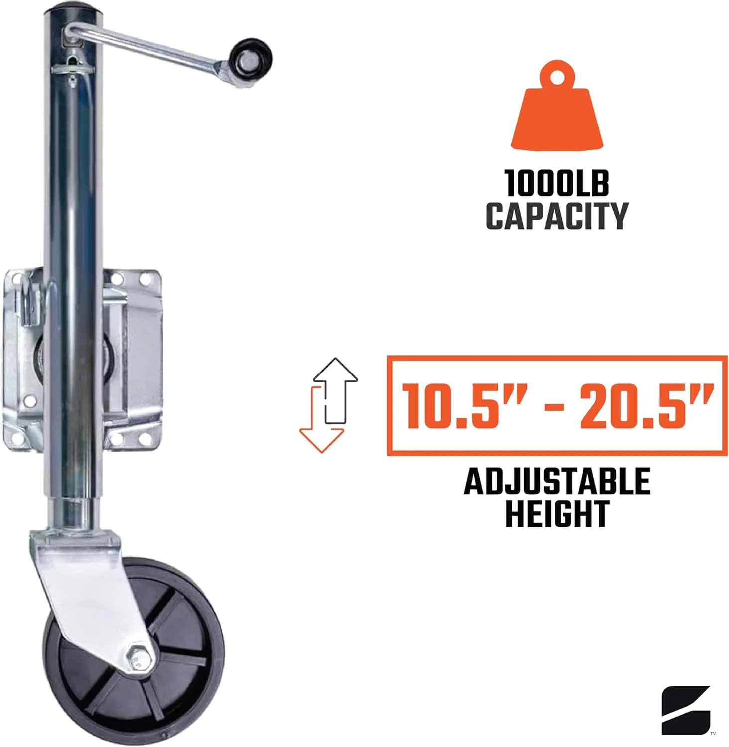 Bastion Distribution Boat Trailer Jack/Marine Jack with Wheel | Heavy-Duty Swivel Mount | Bolt On | Smooth Operation | Side-Wind Crank | 6" Wheel | Chrome | 1000lb Capacity | BD-1000SW-SM