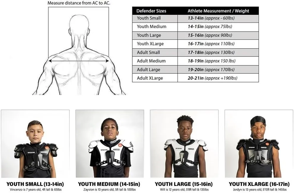 Battle Sports Defender Football Shoulder Pads with Aerospace Grade Materials, Ventilation System, Removable Sternum Protector, Foam Neck Roll