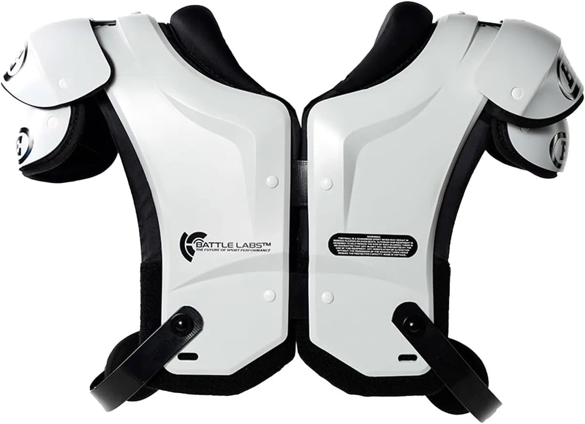 Battle Sports Defender Football Shoulder Pads with Aerospace Grade Materials, Ventilation System, Removable Sternum Protector, Foam Neck Roll