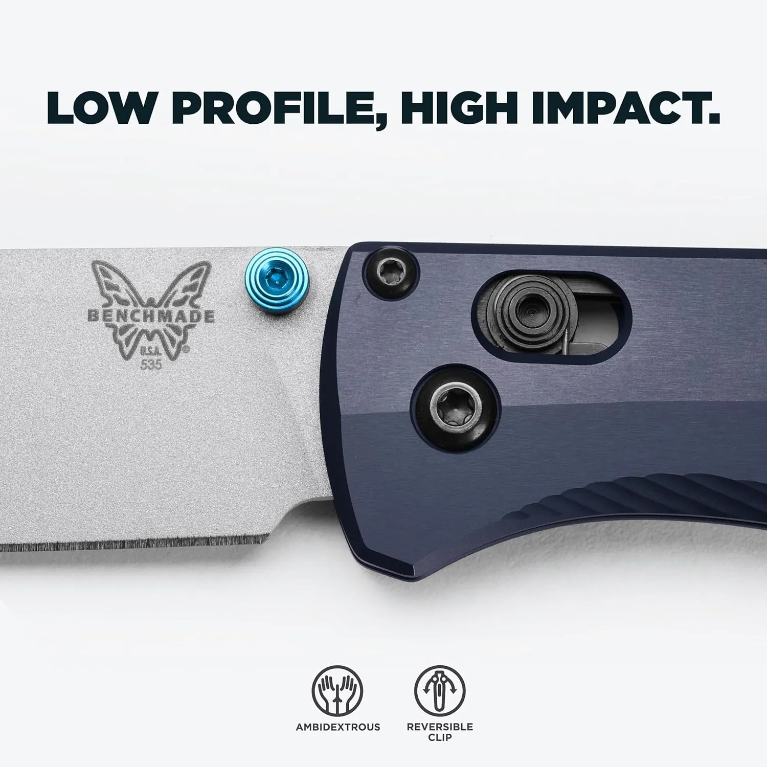 Benchmade - Bugout 535 EDC Knife, Drop-Point Blade, Crater Blue Handle (535SL-13)