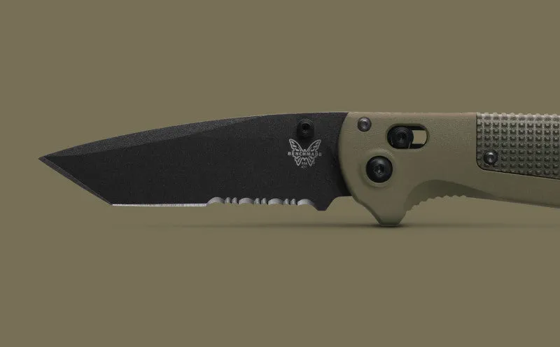 Benchmade Redoubt Ranger Green Forest Grivory 3.53" Serrated Edge Folding Pocket Knife (431SBK-1)