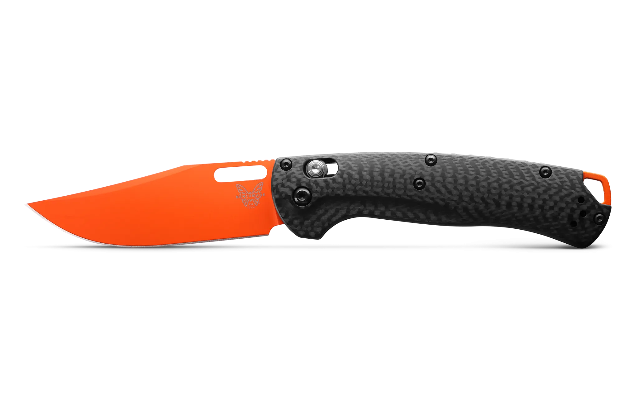 Benchmade Taggedout 3.48'' Folder Carbon Fiber Orange Cerakote Clip Point Pocket Knife (15535OR-01)