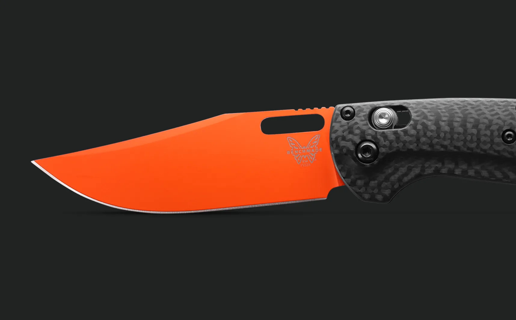 Benchmade Taggedout 3.48'' Folder Carbon Fiber Orange Cerakote Clip Point Pocket Knife (15535OR-01)