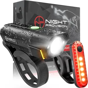 Bike Lights Front and Back (BX-500) - Bicycle Headlight and Tail Light Set with Powerful Rechargeable 540 Lumens LED for Night Riding - USB-C Compatible Charging - Bike Safety Equipment