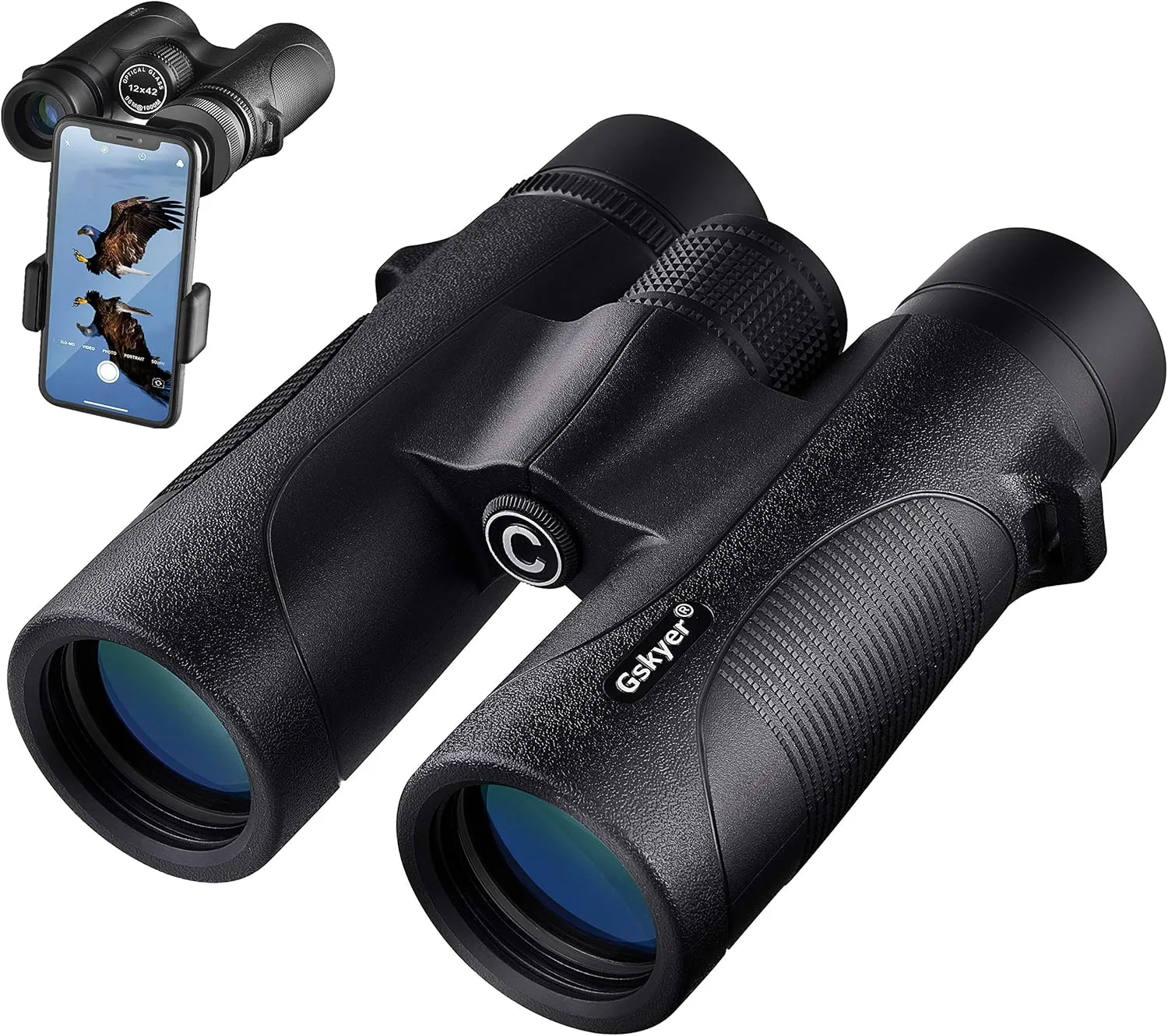 Binoculars for Adults High Powered: 12x42 HD Zoom Binocular for Bird Watching Hunting - Powerful Lightweight Waterproof Binoculars with Phone Adapter for Travel Cruise Ship Stargazing Hiking