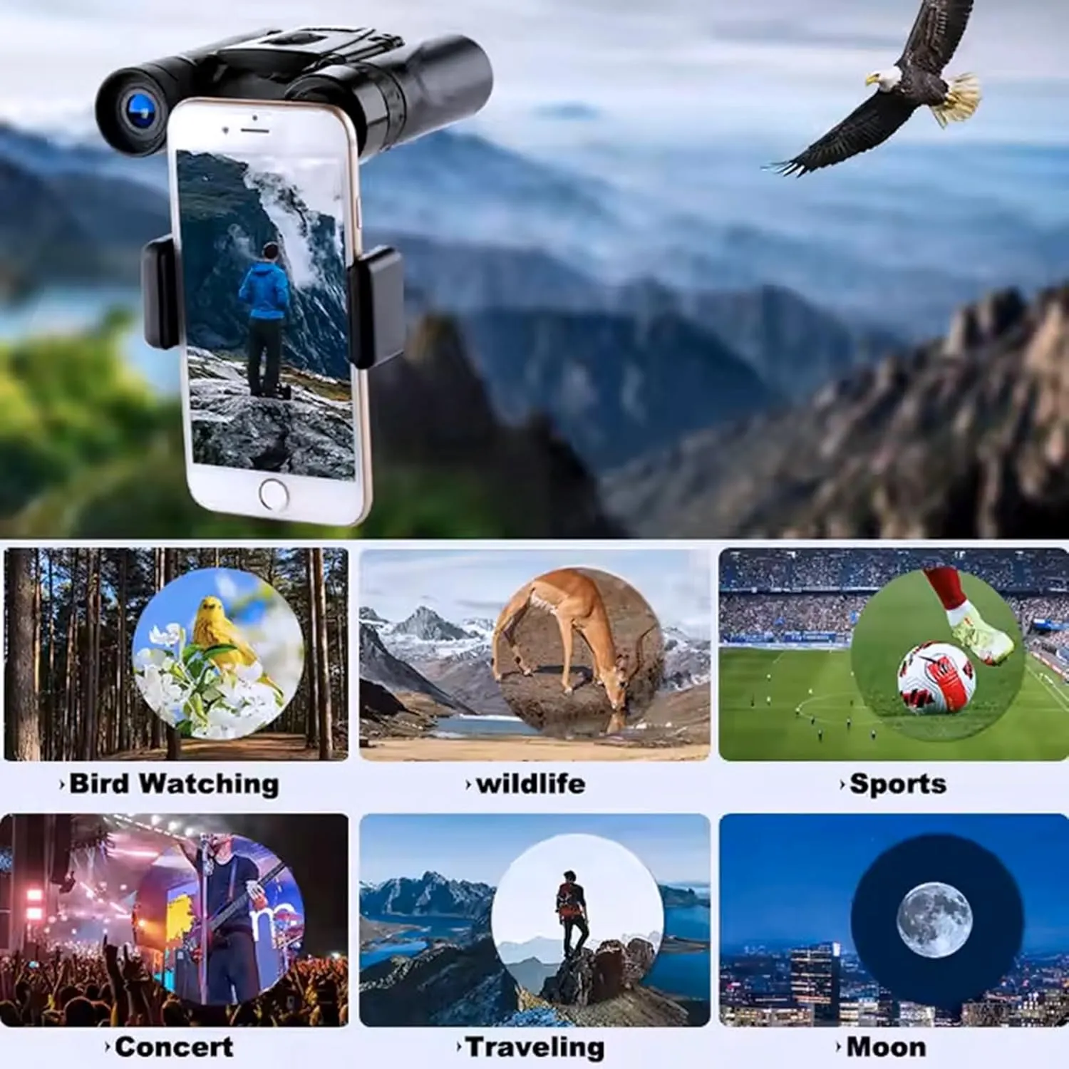 Binoculars with Phone Adapter for Adults, Compact Pocket Travel Binocular for Bird Watching Concert Theater Opera High Powered Electronics Cruise Ship Essentials Norwegian Alaska Hiking Camping Gear