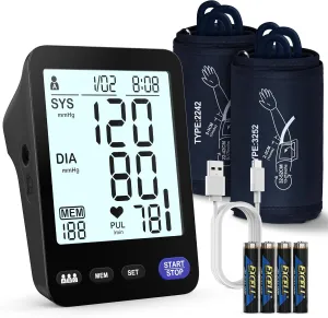 Blood Pressure Machine for Home Use, 9"-17" & 13"-21", 2 Size Cuffs Included, Medium/Large & Extra Large XL BP Cuff, Accurate Automatic Digital Upper Arm BP Monitor, 5" Display, 3-User Mode, A01-BL