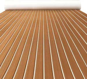 Boat Flooring EVA Foam Decking Teak Sheet - Non-Slip Marine Mat for Yacht, Motorboat, RV, Kayak and Swimming Pool - Self-Adhesive Flooring Material - 70"x 94"