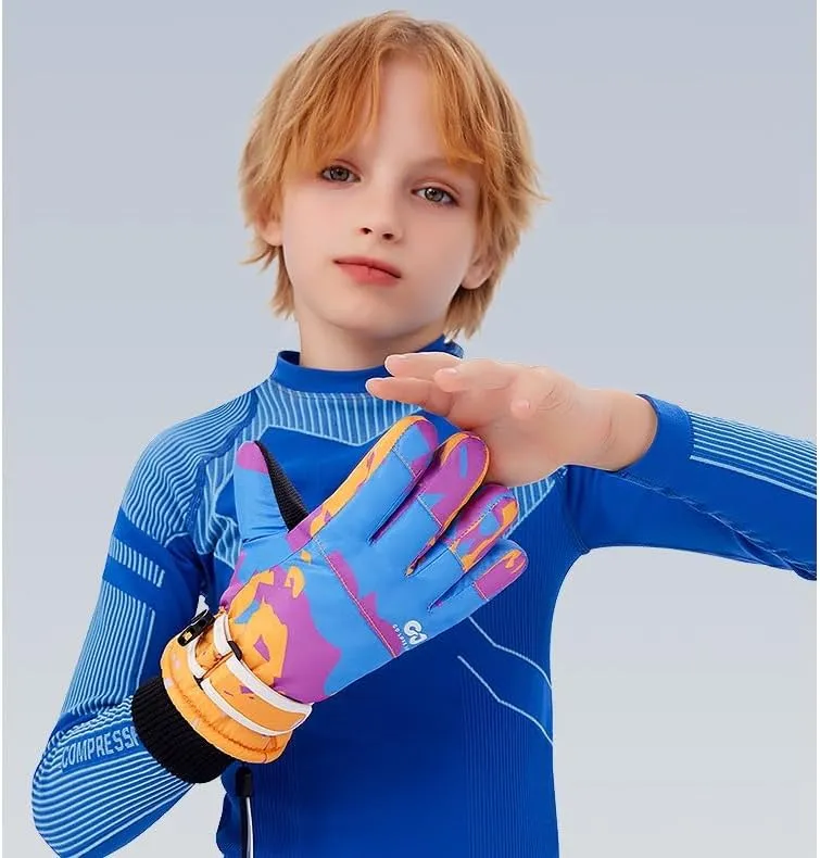 Boys Girls Ski Snow Gloves Waterproof Winter Insulated Thermal Kids Snowboard Gloves for Skiing Snowboarding Ice Skating Snow Sleds Extreme Cold Weather Ski Gear