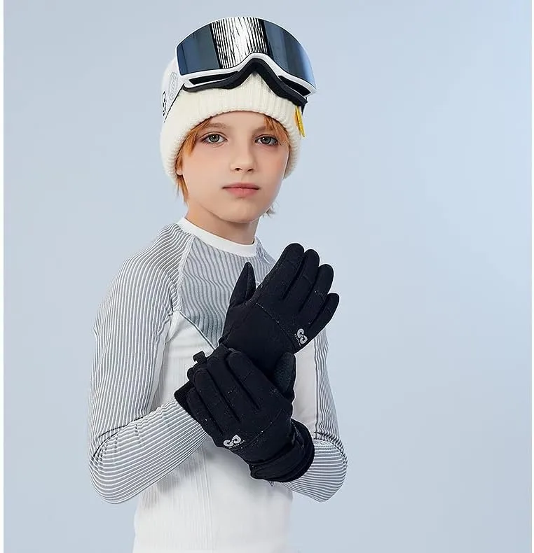 Boys Girls Ski Snow Gloves Waterproof Winter Insulated Thermal Kids Snowboard Gloves for Skiing Snowboarding Ice Skating Snow Sleds Extreme Cold Weather Ski Gear