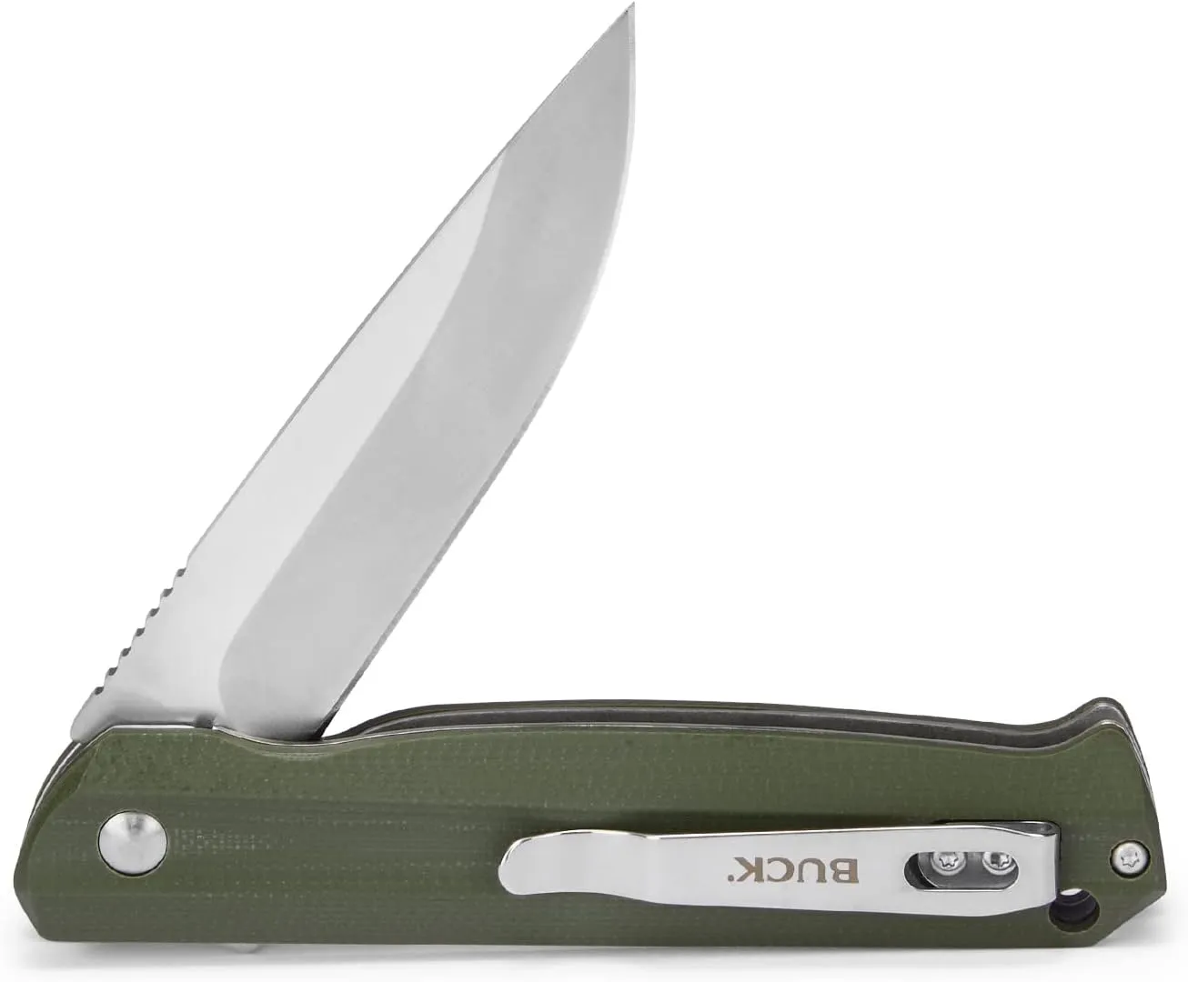 Buck Knives 251 Langford Folding Ball Bearing Flipper Liner Lock Pocket Knife with Removable Clip (Green)