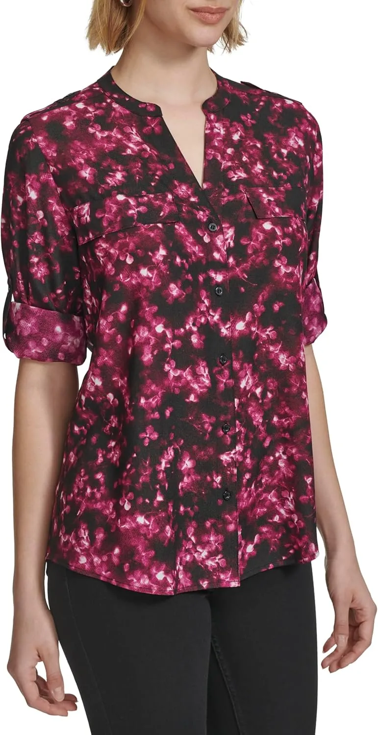 Calvin Klein Women's Roll Tab Blouse