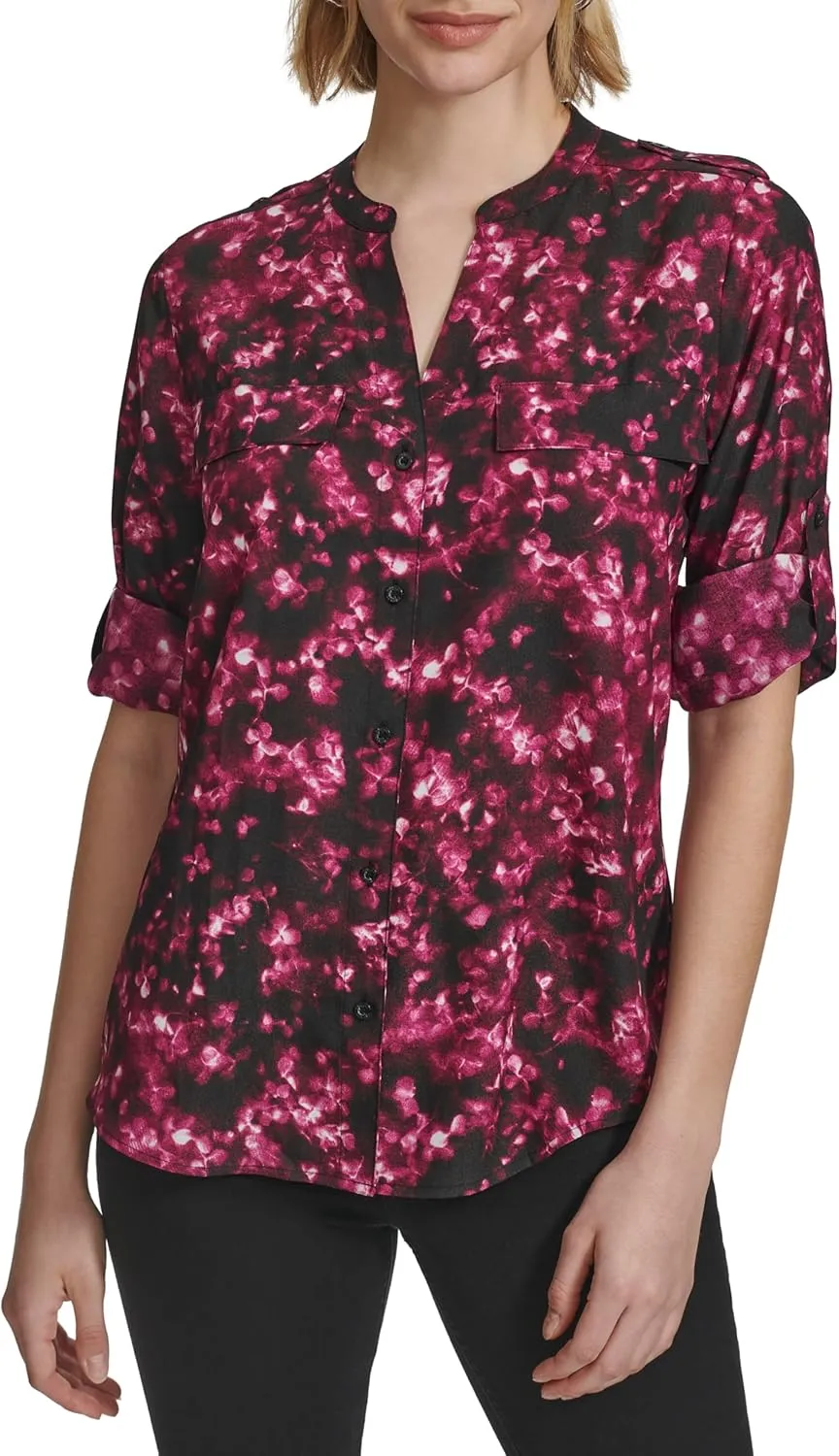 Calvin Klein Women's Roll Tab Blouse
