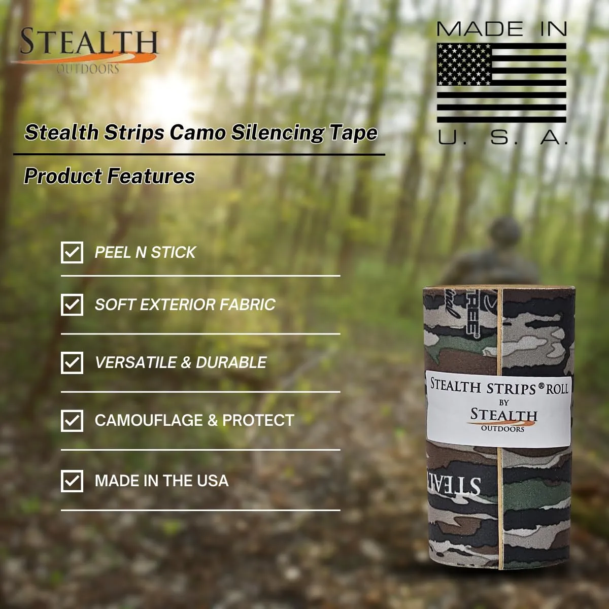 Camo Silencing Tape | Self Adhesive Silencing Fabric | Great for Quieting All of Your Metal Hunting Gear and Accessories (Realtree Original, 4" Wide)