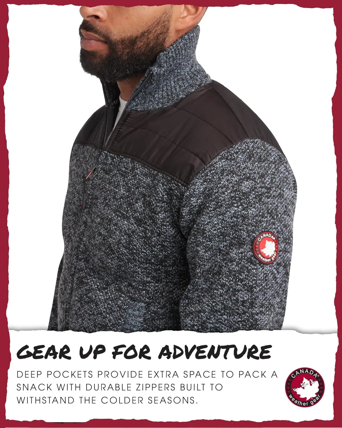 CANADA WEATHER GEAR Men's Sweater - Classic Zip Up Polar Fleece Mens Sweater - Cozy Stylish Jackets for Men (M-XXL)