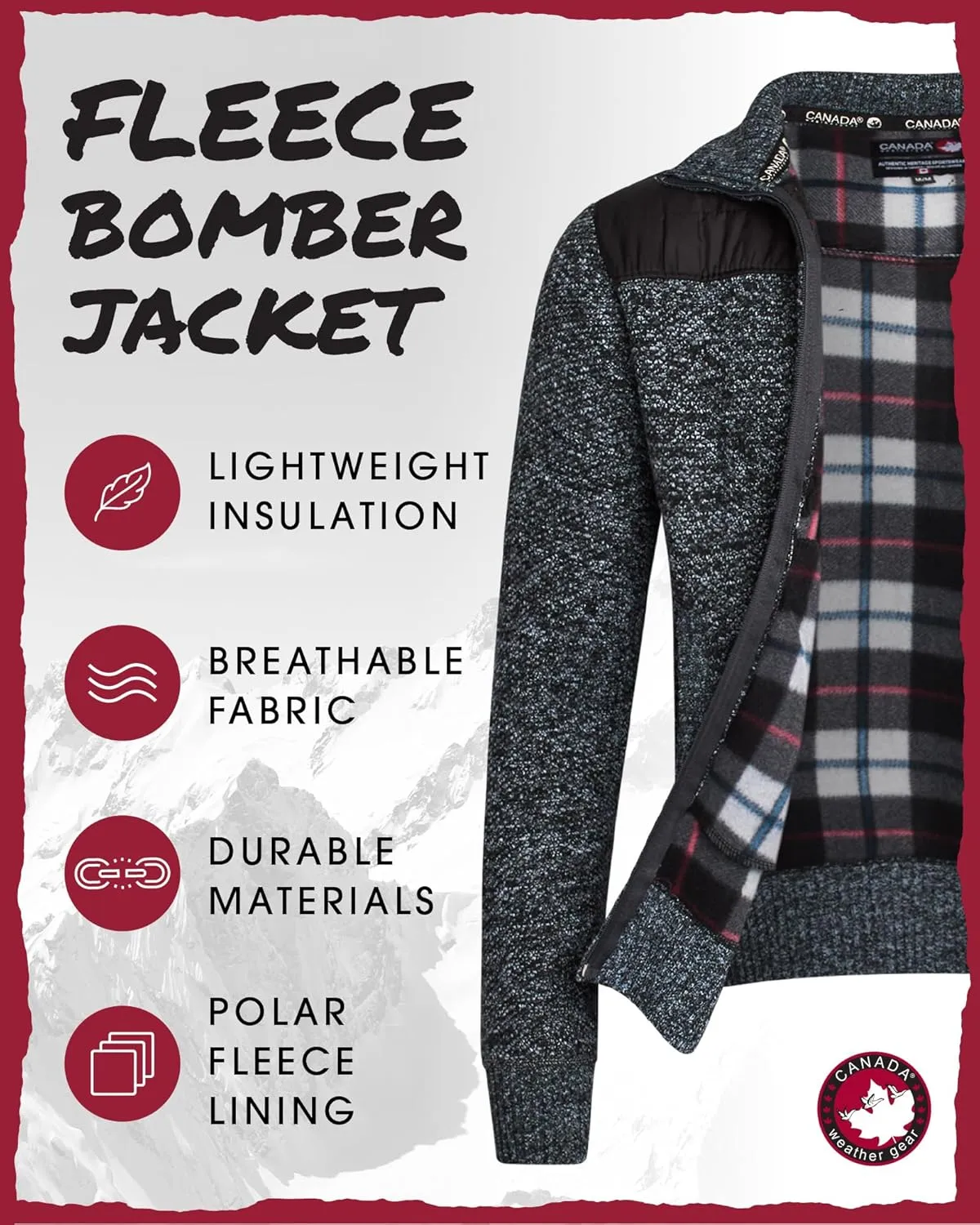 CANADA WEATHER GEAR Men's Sweater - Classic Zip Up Polar Fleece Mens Sweater - Cozy Stylish Jackets for Men (M-XXL)