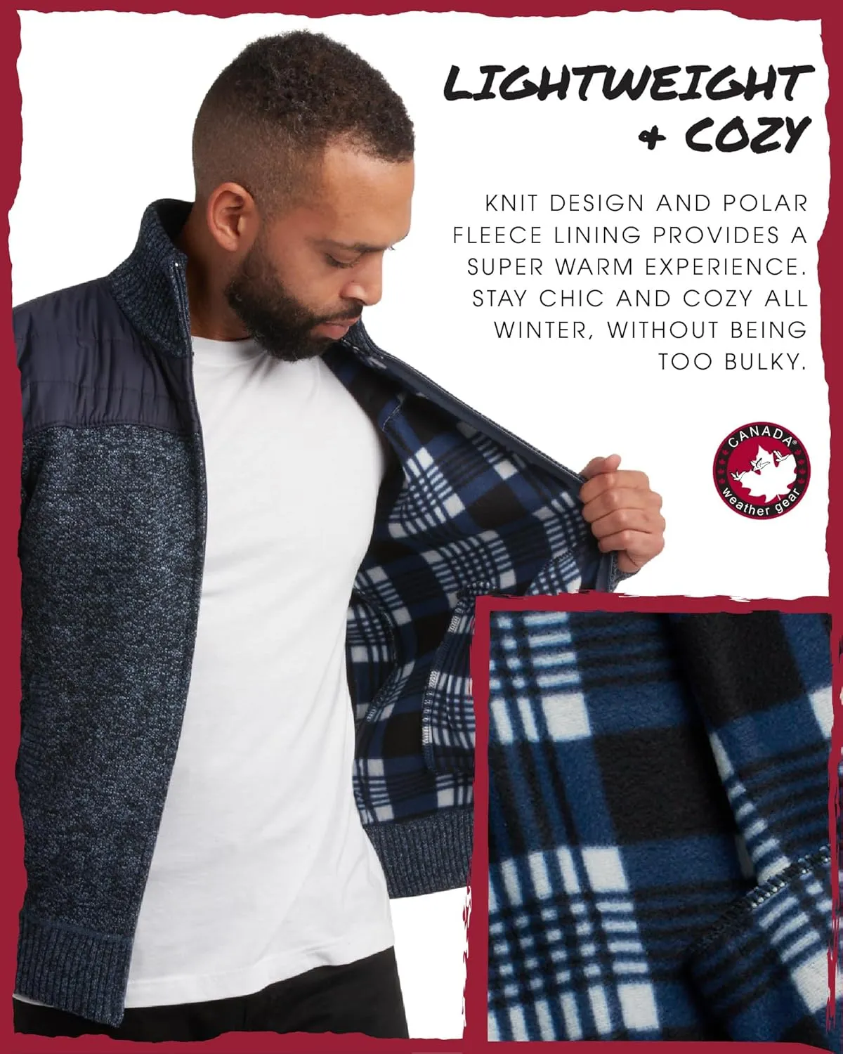CANADA WEATHER GEAR Men's Sweater - Classic Zip Up Polar Fleece Mens Sweater - Cozy Stylish Jackets for Men (M-XXL)